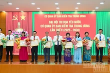  Tran Tien Hung, vice-président de la Commission centrale de contrôle du Parti, a remis le certificat de mérite du président de la Commission à des individus.