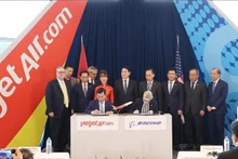Le président Luong Cuong à la cérémonie de livraison d’un avion Boeing à Vietjet. Photo : VNA.