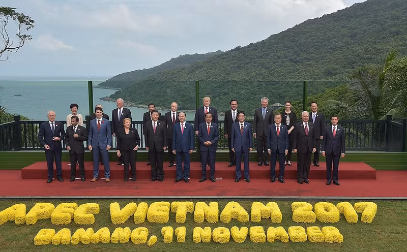 Photo de famille des dirigeants des économies membres de l’APEC, en 2017 à Dà Nang (au Centre du Vietnam). Photo : VNA 