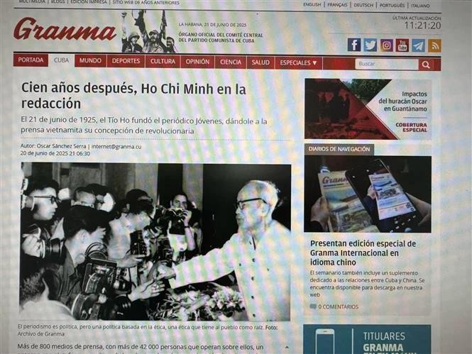 Capture d'écran du journal Granma. 