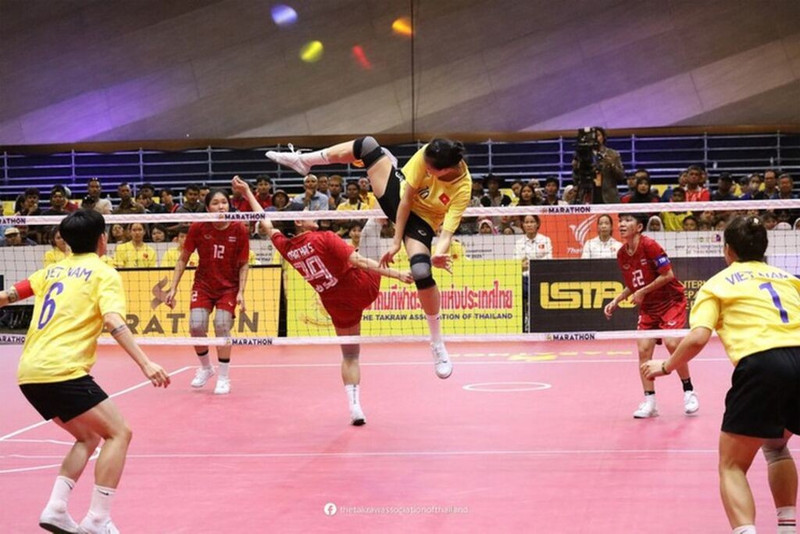 L’équipe féminine vietnamienne lors du Championnat du monde de Sepak takraw 2025. Photo : VNA.