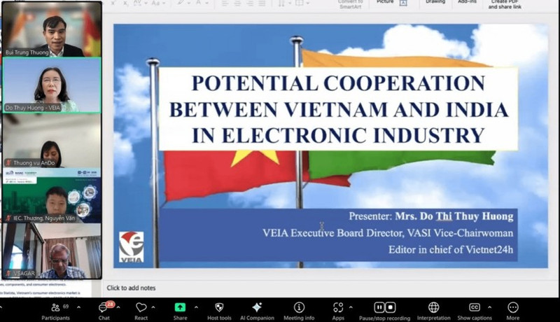 Webinaire sur la coopération entre le Vietnam et l'Inde dans les secteurs de l'électricité et de l'électronique. 