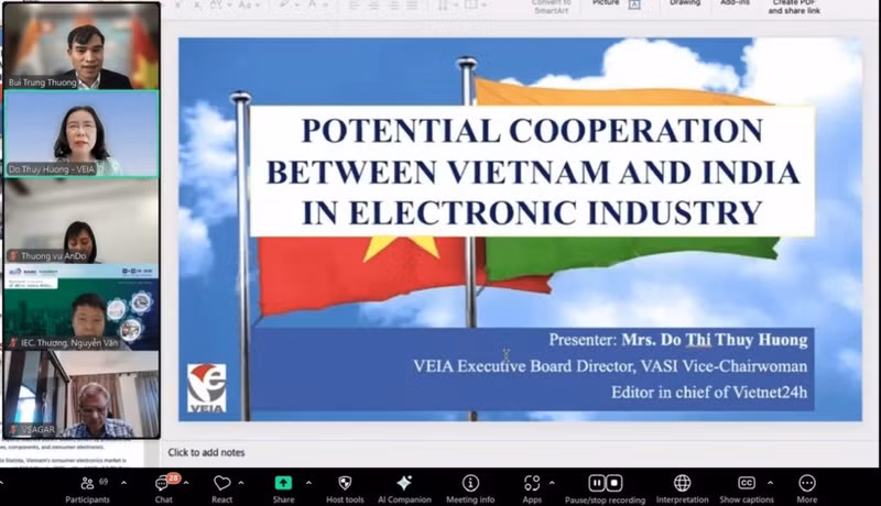 Webinaire sur la coopération entre le Vietnam et l'Inde dans les secteurs de l'électricité et de l'électronique. 