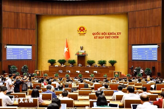 es législateurs votent en faveur de la Loi sur les Enseignants. Photo : VNA.