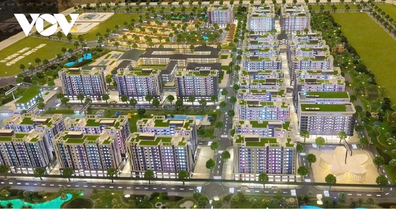 Un projet de logements pour ouvriers, d’une superficie de 31 hectares, est en cours de construction dans la zone industrielle de Ham Kiem II. Photo : VOV