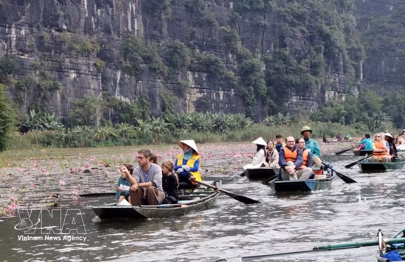 Des touristes internationaux découvrent les sites emblématiques du Vietnam. Photo : VNA