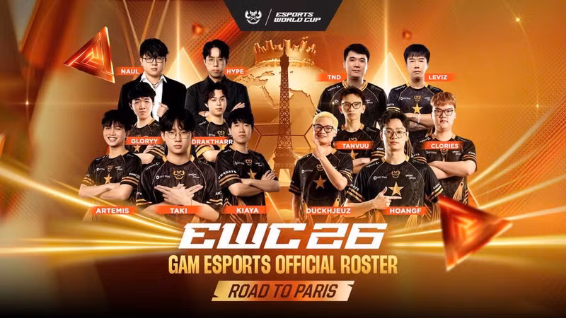 Le club GAM Esports représentera le Vietnam à l'Esports World Cup 2026, qui se déroule du 6 juillet au 23 août à Paris, en France. Photo : VIRESA. 