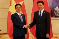 Le Vice-PM Vu Duc Dam (à gauche) et son homologue chinois Han Zheng. Photo : VGP.