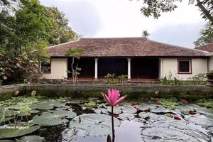 La beauté ancestrale de cette vieille maison se fond harmonieusement dans le jardin, créant une atmosphère sereine et paisible. Photo : VNA. 