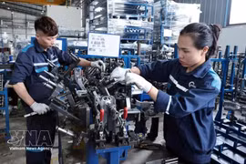 La société par actions AUTOMECH, implantée dans la zone industrielle de Dinh Tram (province de Bac Ninh), affiche un chiffre d'affaires annuel d'environ 1.000 milliards de dongs et emploie plus de 600 personnes. Photo : VNA