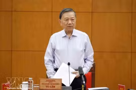 Le secrétaire général du Parti et président de l’État, To Lam, prend la parole. Photo : VNA.