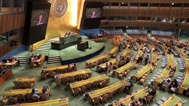 La séance plénière commémorative de l’Assemblée générale consacrée au 80e anniversaire de la signature de la Charte de l’ONU. Photo : VNA. La séance plénière commémorative de l’Assemblée générale consacrée au 80e anniversaire de la signature de la Charte de l’ONU. Photo : VNA.