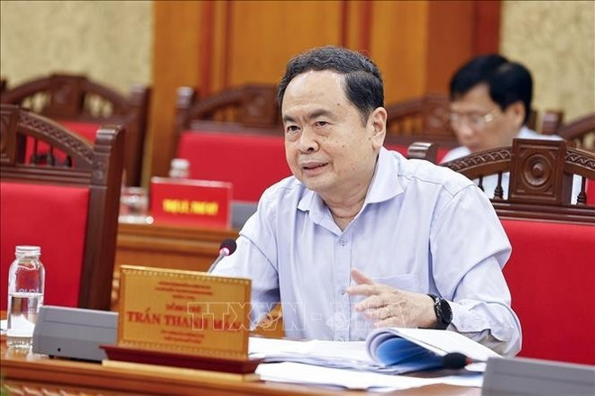 Le président de l’Assemblée nationale Tran Tranh Man s'exprime lors de la séance de travail, à Hanoi, le 20 août. Photo : VNA. Le président de l’Assemblée nationale Tran Tranh Man s'exprime lors de la séance de travail, à Hanoi, le 20 août. Photo : VNA.