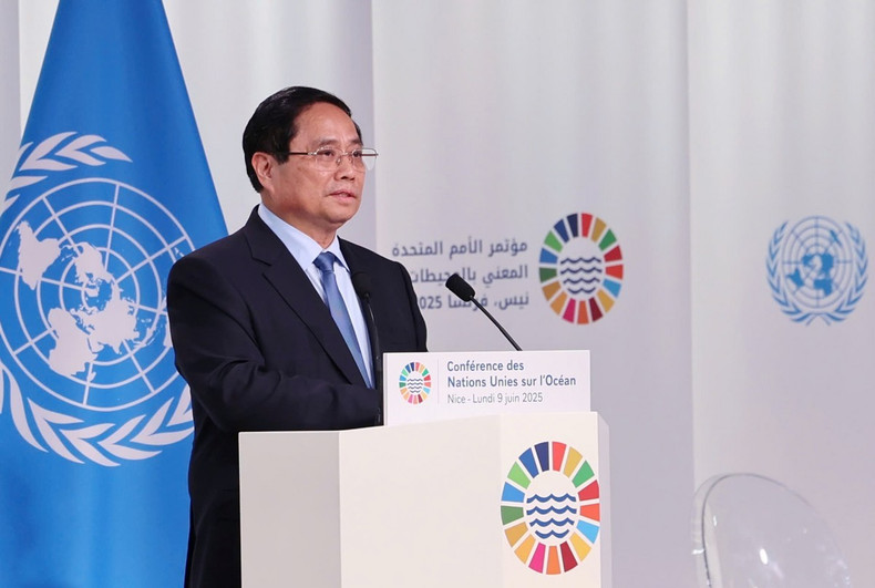 Le Premier ministre vietnamien Pham Minh Chinh a participé le 9 juin à une cérémonie spéciale visant à encourager et à promouvoir la signature de l'Accord sur la haute mer. Photo : VGP. pmc-unoc3-vgp.jpg