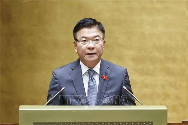 Le vice-Premier ministre Le Thanh Long prend la parole. Photo : VNA.