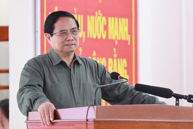 Le Premier ministre Pham Minh Chinh s'exprime lors de l'événement. Photo : VNA.