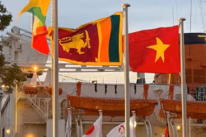 Le drapeau vietnamien flotte à Nagoya. Photo: VOV