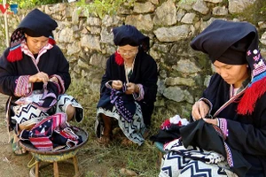 Les femmes Dao font preuve d’un grand savoir-faire en confectionnant leurs costumes entièrement à la main. Photo : VOV5. 