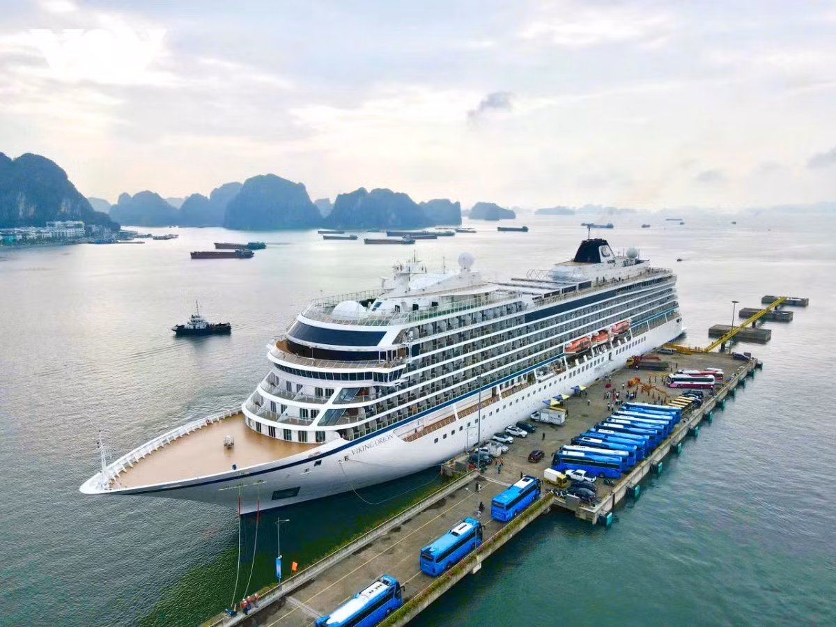 Depuis le début de l’année jusqu’à la fin octobre 2025, le port international de Ha Long a reçu 44 croisières internationales avec un total d’environ 56 000 passagers, soit une hausse de 9 % par rapport à la même période de l’année précédente. Photo : VOV