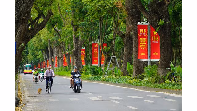 Hanoi brille avec des fleurs et des drapeaux en l’honneur du 130e anniversaire du Président Hô Chi Minh ảnh 7