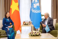 La vice-présidente vietnamienne Vo Thi Anh Xuan et le secrétaire général des Nations unies, António Guterres. Photo : VNA.