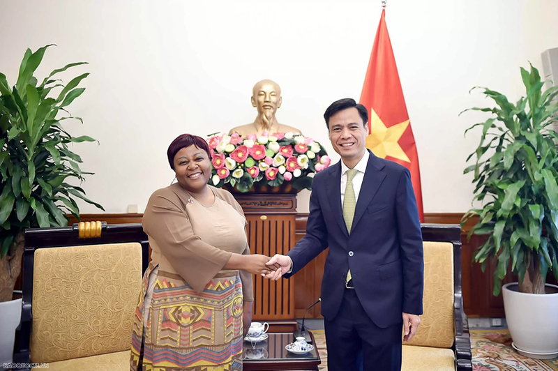 Le vice-ministre des Affaires étrangères Dang Hoang Giang et Mme Caroline Tinashe Nyamayemombe, représentante résidente de l’Organisation des Nations Unies pour l’égalité des genres et l’autonomisation des femmes (ONU Femmes) au Vietnam. Photo : Baoquocte.