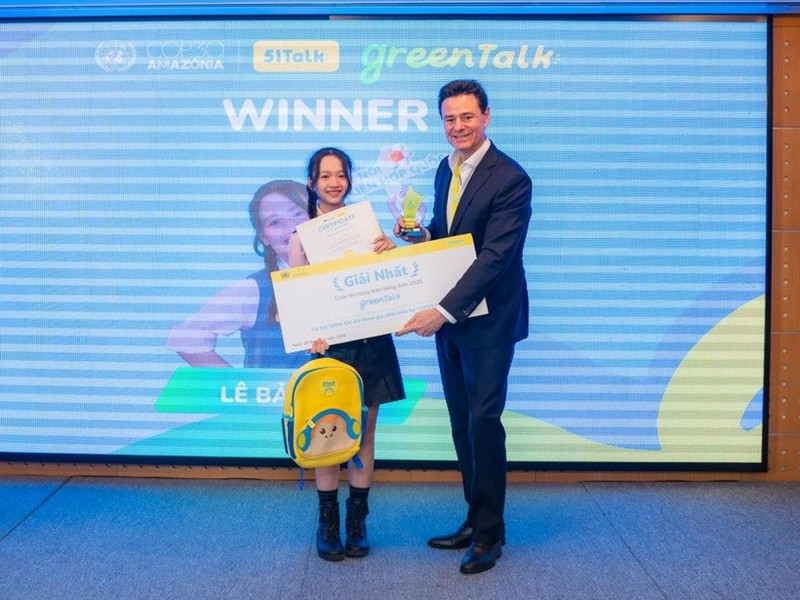 Lê Bao Nhi, lauréate du concours « Green Talk: Speak for the Future at the United Nations ». Photo : Comité d’organisation.