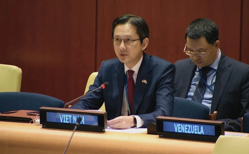 L’ambassadeur Do Hung Viet, représentant permanent du Vietnam auprès des Nations Unies, intervient lors d’un débat sur la paix en Afrique. Photo : VNA.