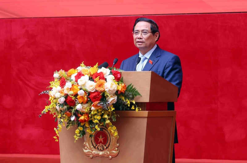 Le Premier ministre Pham Minh Chinh s’adresse à la conférence, à Hanoï, le 12 novembre. Photo : VNA.
