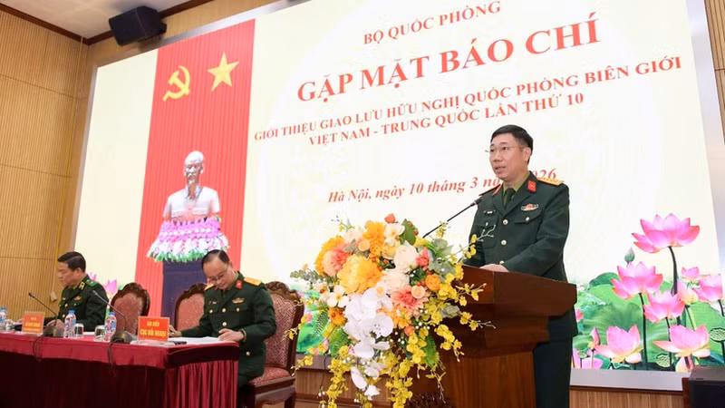 Conférence de presse sur la 10e édition de l’échange amical de défense frontalière Vietnam – Chine. Photo : NDEL.