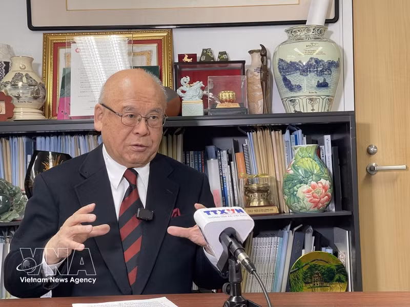 Takebe Tsutomu, conseiller spécial de l'Alliance parlementaire d'amitié Japon-Vietnam et ancien secrétaire général du Parti libéral-démocrate (PLD). Photo : VNA.