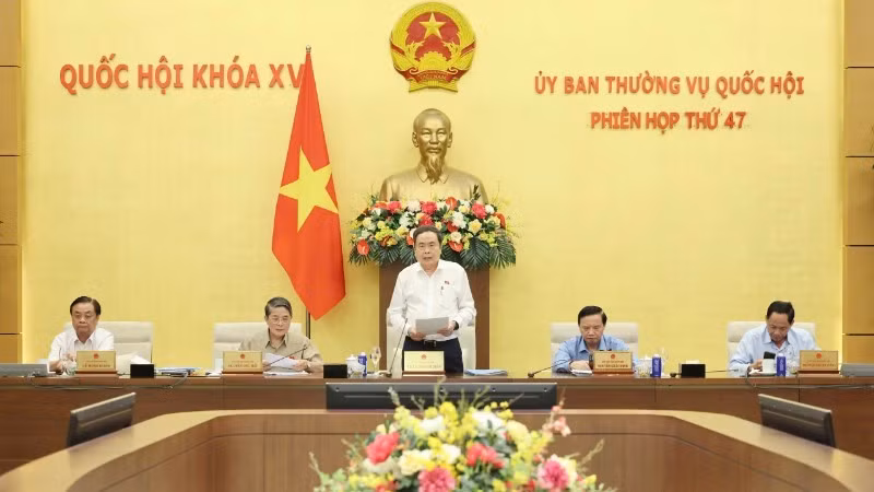 Le président de l’Assemblée nationale Tran Thanh Man s’exprime en ouverture de la 47e session du Comité permanent de l’Assemblée nationale. Photo : NDEL.