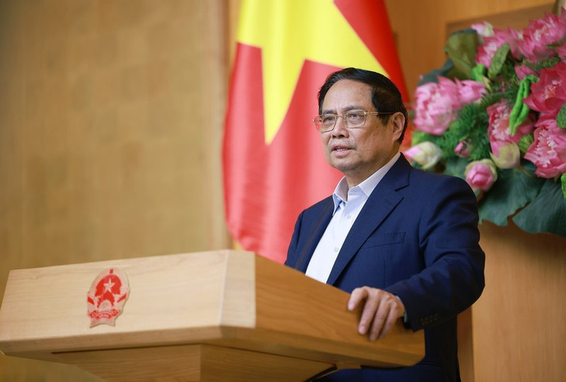 Le Premier ministre Pham Minh Chinh lors de la réunion, à Hanoï, le 9 juillet. Photo : VNA.