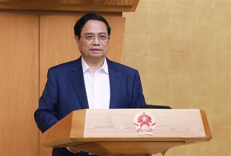 Le Premier ministre Pham Minh Chinh s'exprime à la réunion. Photo : VNA.