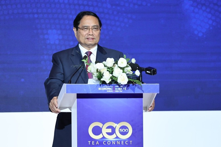 Le Premier ministre Pham Minh Chinh s'exprime lors de CEO 500 - TEA CONNECT. Photo : VGP.