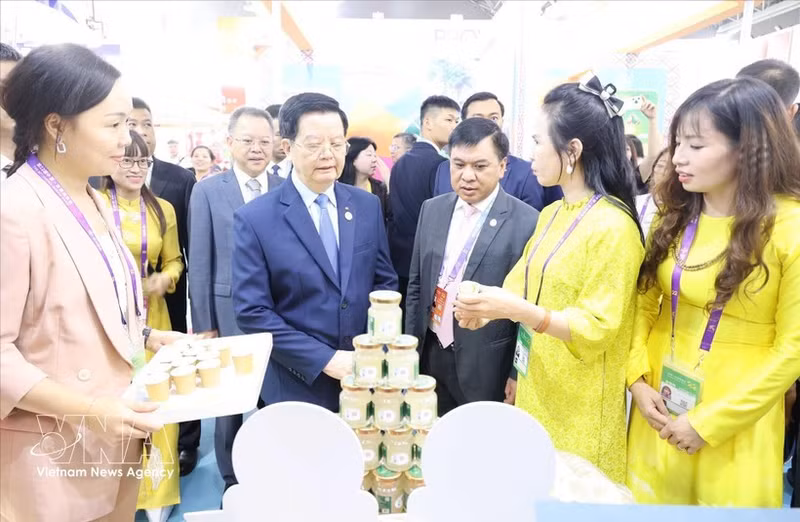 Le vice-Premier ministre Mai Van Chinh visite un stand vietnamien à la 22e CAEXPO. Photo: VNA.