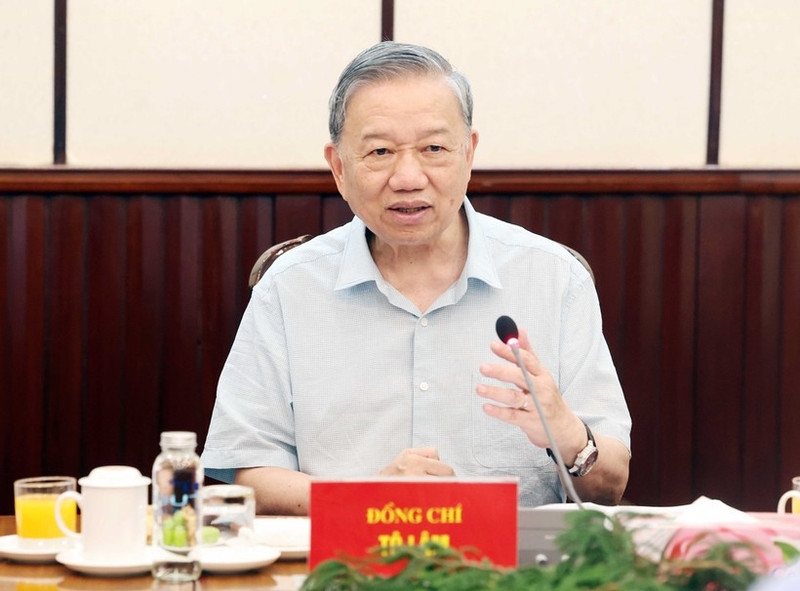Le secrétaire général (SG) du Parti communiste du Vietnam (PCV) To Lam lors de la réunion. Photo : VNA.