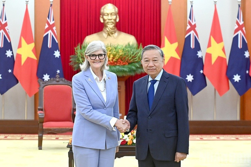 Le secrétaire général du Parti communiste du Vietnam (PCV), To Lam et la gouverneure générale d’Australie, Sam Mostyn, à Hanoï, le 10 septembre. Photo : NDEL.