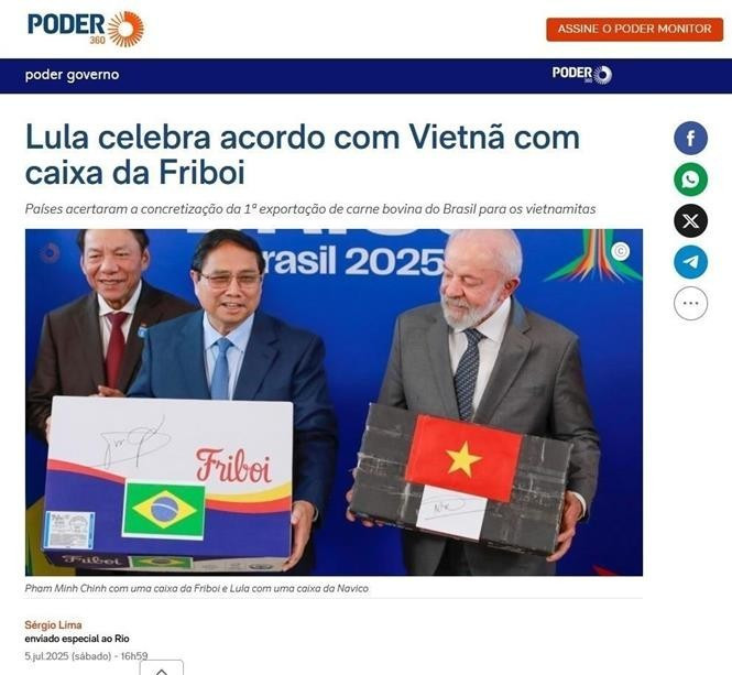 Poder360 a publié un article sur l’entretien entre le Premier ministre (PM) Pham Minh Chinh et le président Lula da Silva. Capture d’écran de l’article.