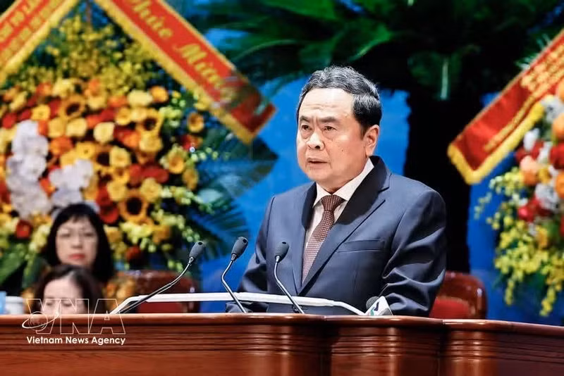Le président de l’Assemblée nationale vietnamienne Tran Thanh Man s'exprime lors du Congrès. Photo : VNA.