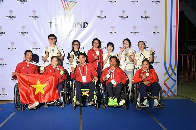 Des athlètes handisport vietnamiens aux Jeux. Photo : VNA.