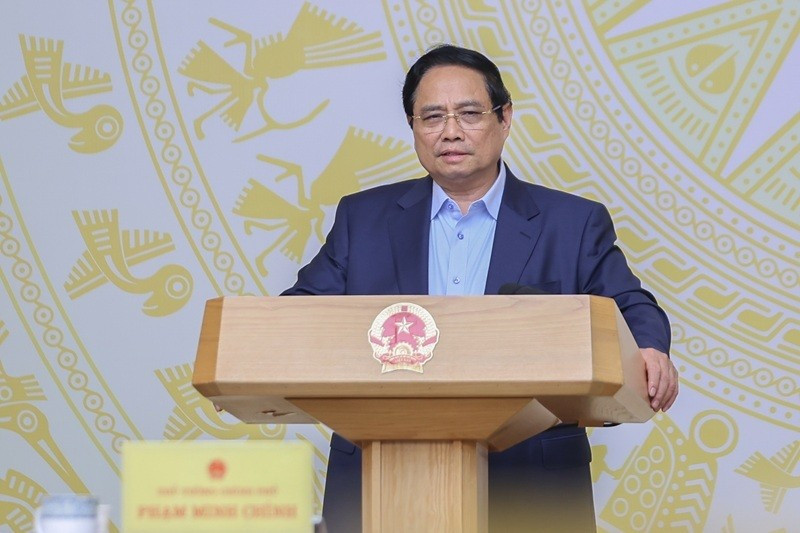 Le Premier ministre Pham Minh Chinh s'exprime lors de la première réunion du Comité national de pilotage pour le développement de l'économie privée, le 4 août. Photo : VGP.