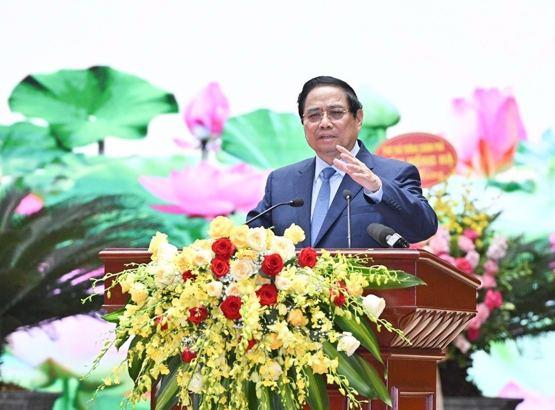 Le Premier ministre Pham Minh Chinh s'exprime au premier Congrès de l’organisation du Parti du ministère de la Construction (2025–2030). Photo : NDEL..