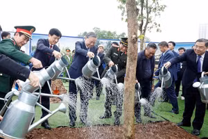 Le secrétaire général du Parti et président de la République To Lam et des délégués participent à la cérémonie de lancement du « Têt de plantation d’arbres en mémoire du Président Hô Chi Minh », au printemps 2026. Photo : VGP.