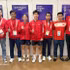 Le duo formé par Nguyen Hoang Minh Tan et Trinh Gia Nghi (3e et 4e, gauche) décroche le bronze en double mixte. Photo : VNA.