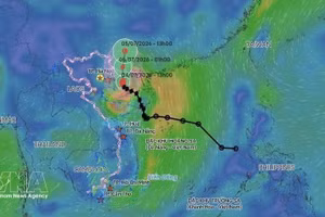 Trajectoire de la tempête Maysak à 14h le 4 juillet. Photo : VNA
