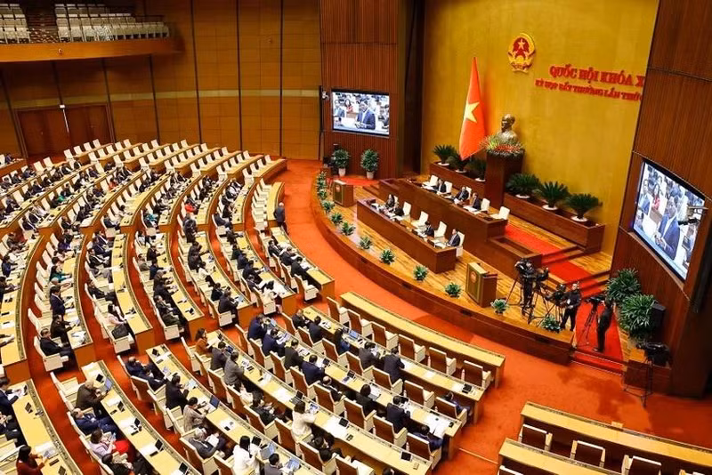 Vote pour l'approbation du projet de résolution. Photo : VNA. 