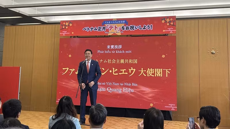 L’ambassadeur du Vietnam au Japon, Pham Quang Hiêu, prend la parole. Photo : baoquocte.