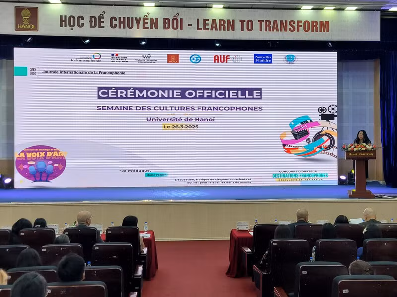 Cérémonie de lancement de la Semaine des cultures francophones, le 26 mars à l’Université de Hanoï. Photo : Quê Anh/CVN