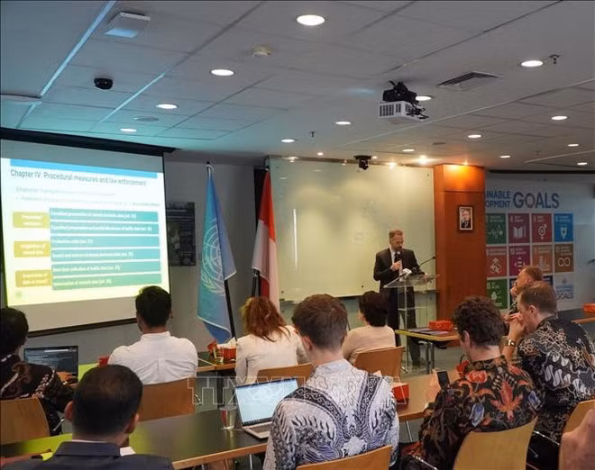 Conférence pour communiquer sur la signature de la Convention des Nations Unies contre la cybercriminalité, prévue en juillet prochain à Hanoï, au Vietnam. Photo: VNA